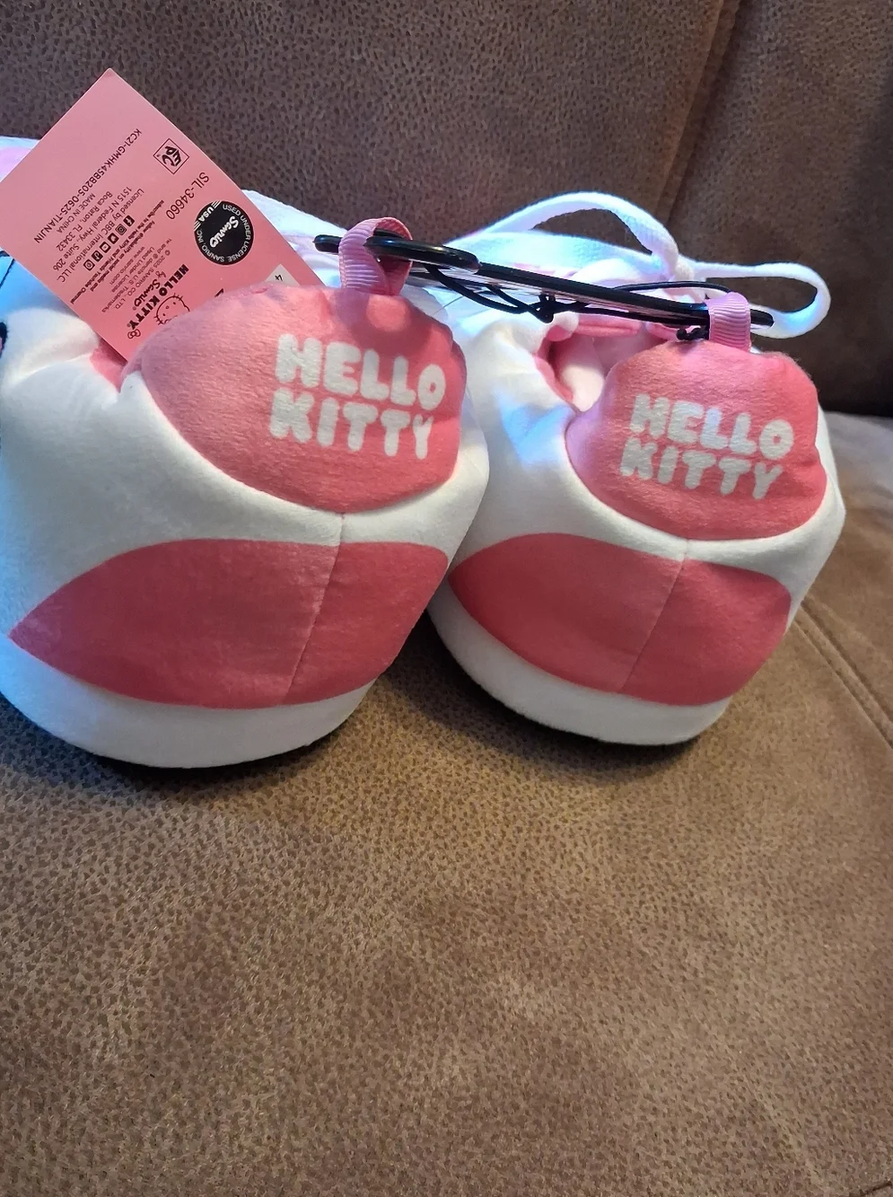 Hello Kitty Kids Pink & White Lace-Up Slipper Shoes Size 2-3